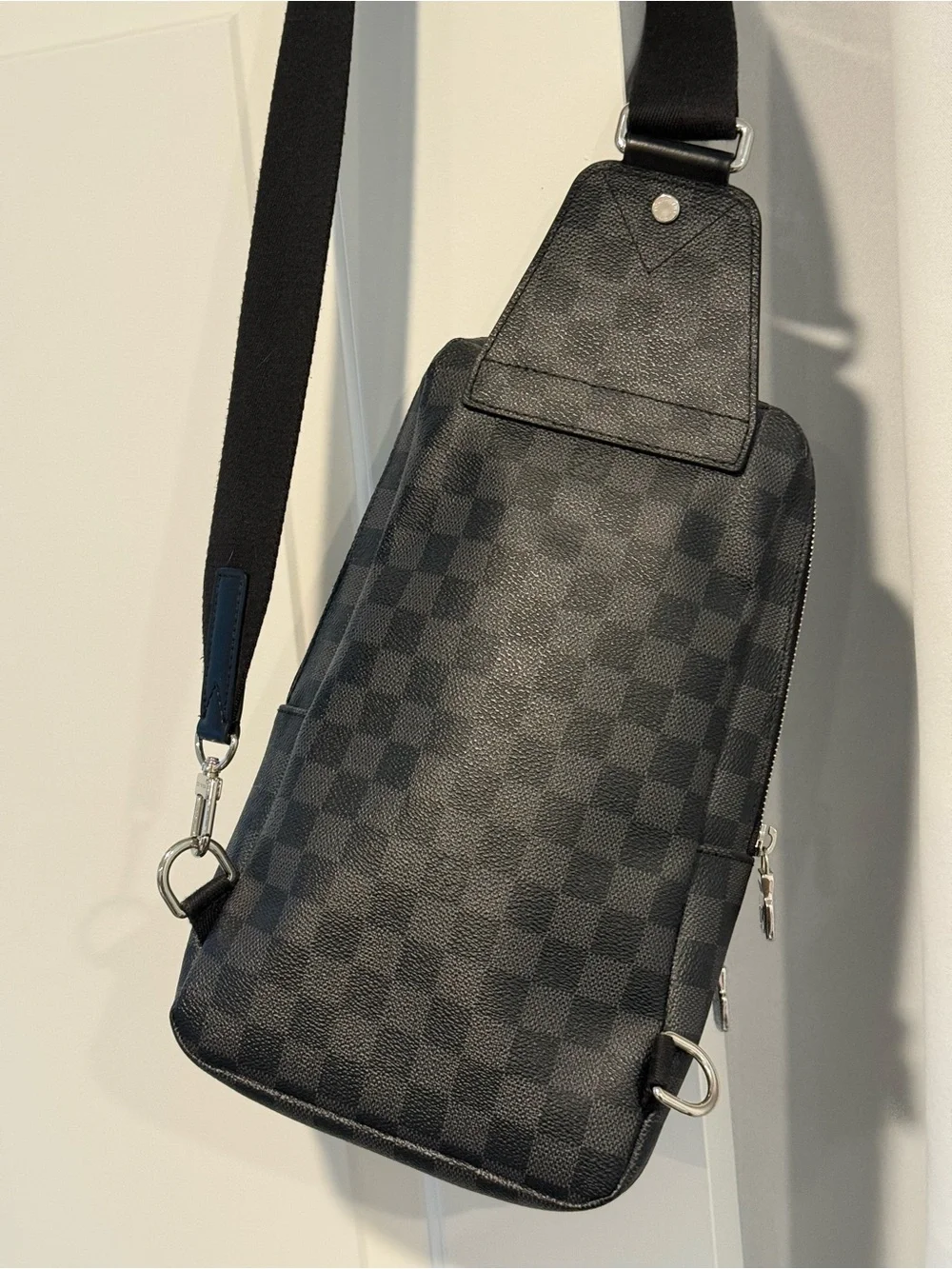 AUTHENTIC Louis Vuitton Black Damier Graphite Avenue Crossbody Sling Bag